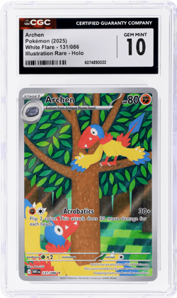 2025 Pokemon SV White Flare Archen Illustration Rare #131 CGC 10 - Image 1