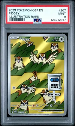 2023 POKEMON OBF EN-OBSIDIAN FLAMES ILLUSTRATION RARE #207 PIDGEY PSA 9 - Image 1