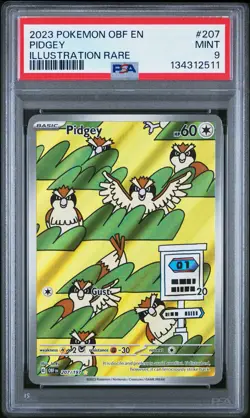 2023 POKEMON OBF EN-OBSIDIAN FLAMES ILLUSTRATION RARE #207 PIDGEY PSA 9 - Image 1
