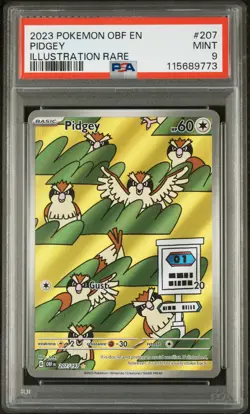 2023 POKEMON OBF EN-OBSIDIAN FLAMES ILLUSTRATION RARE #207 PIDGEY PSA 9 - Image 1