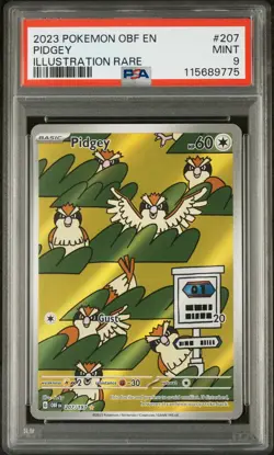 2023 POKEMON OBF EN-OBSIDIAN FLAMES ILLUSTRATION RARE #207 PIDGEY PSA 9 - Image 1