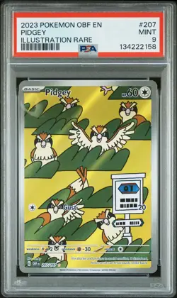 2023 POKEMON OBF EN-OBSIDIAN FLAMES ILLUSTRATION RARE #207 PIDGEY PSA 9 - Image 1