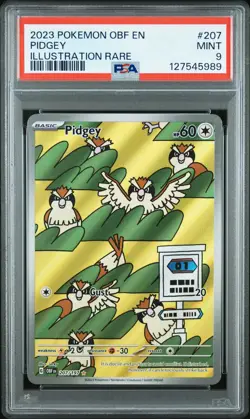 2023 POKEMON OBF EN-OBSIDIAN FLAMES ILLUSTRATION RARE #207 PIDGEY PSA 9 - Image 1