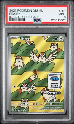 2023 POKEMON OBF EN-OBSIDIAN FLAMES ILLUSTRATION RARE #207 PIDGEY PSA 9 - Image 1