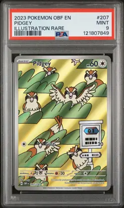 2023 POKEMON OBF EN-OBSIDIAN FLAMES ILLUSTRATION RARE #207 PIDGEY PSA 9 - Image 1