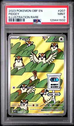 2023 POKEMON OBF EN-OBSIDIAN FLAMES ILLUSTRATION RARE #207 PIDGEY PSA 9 - Image 1