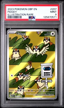 2023 POKEMON OBF EN-OBSIDIAN FLAMES ILLUSTRATION RARE #207 PIDGEY PSA 9 - Image 1