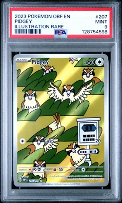2023 POKEMON OBF EN-OBSIDIAN FLAMES ILLUSTRATION RARE #207 PIDGEY PSA 9 - Image 1