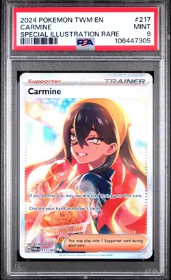 2024 POKEMON TWM EN-TWILIGHT MASQUERADE SPECIAL ILLUSTRATION RARE CARMINE PSA 9 - Image 1