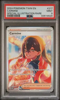 2024 POKEMON TWM EN-TWILIGHT MASQUERADE SPECIAL ILLUSTRATION RARE CARMINE PSA 9 - Image 1