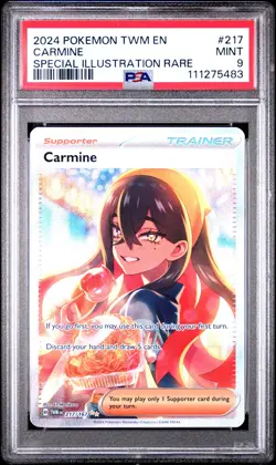 2024 POKEMON TWM EN-TWILIGHT MASQUERADE SPECIAL ILLUSTRATION RARE CARMINE PSA 9 - Image 1