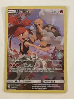 Pokemon TCG Torkoal 237/236 Secret Rare Full Art, Sun & Moon Cosmic Eclipse - Image 1
