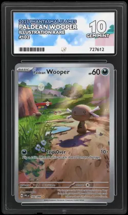 Pokemon TCG Paldean Wooper 102/094 Phantasmal Flames ACE 10 GRADED! PERFECT SUBS - Image 1