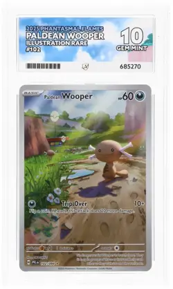 Pokemon TCG Paldean Wooper 102/094 Phantasmal Flames ACE 10 GRADED! PERFECT SUBS - Image 1