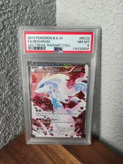2013 POKEMON B&W LEGEND TREASURES RADIANT COLL #RC22 FULL ART/RESHIRAM PSA 8 - Image 1