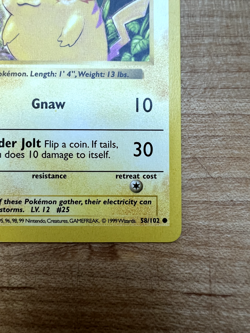Pikachu (Red Cheeks) 058/102 Pokemon TCG Shadowless Base Set - NM - Image 4