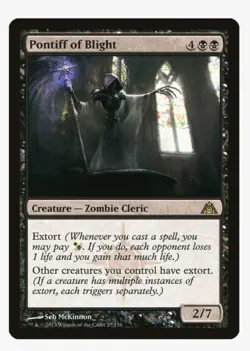 MTG Pontiff of Blight #27 Dragon's Maze (DGM) Magic Card In Protective Sleeve - Image 1