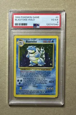 1999 Pokemon Base Set Blastoise Holo Card #2 PSA 4 - Image 1