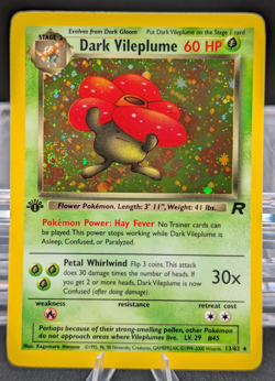 Pokemon 1st Edition Dark Vileplume 13/82 Team Rocket TCG Rare Holo Card SWIRL !! - Image 1