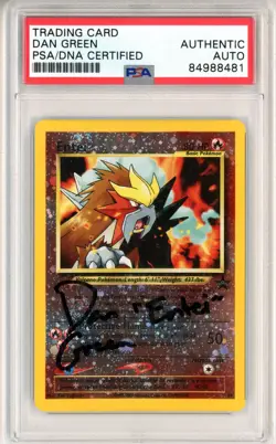 PSA Signed Dan Green Pokemon TCG Entei Wizards Black Star Promos 34 Holo Promo - Image 1