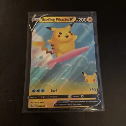 Surfing Pikachu V 008/025 - Celebrations 25th Anniversary Pokemon Card - Image 1
