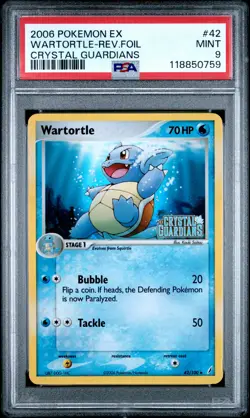 2006 POKEMON EX CRYSTAL GUARDIANS #42 WARTORTLE-REVERSE FOIL PSA 9 - Image 1
