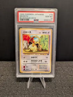 1999 Pokemon Japanese Meowth Bulbasaur Deck #16 PSA 10 - Image 1