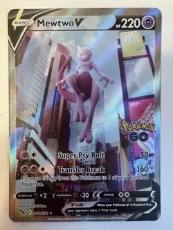 Pokemon TCG Mewtwo v Alt Art Full Art Holo Ultra Rare Card 072/078 Pokemon Go NM - Image 1