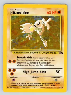 MP - Pokemon TCG Fossil Set Hitmonlee Holo Card 7/62 WoTC - Image 1