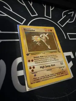 Pokemon TCG 1st edition Hitmonlee 7/62 Fossil Holo Rare Card WOTC MP/LP - Image 2