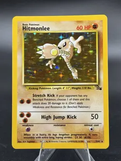 Hitmonlee - 7/62 - Fossil 1999 - WOTC - Holo Rare - LP/MP - Pokemon TCG Card - Image 1