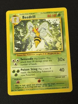 Beedrill 17/102 - Rare Non-Holo 1999 English Base Set Pokemon Card - LP - Image 1