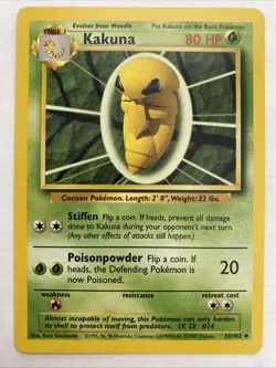 Pokemon 33/102 Kakuna Base Set Unlimited 1999 NM - Image 1