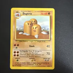 Pokemon Dugtrio Base Set Non-Holo Rare Card 19/102 Near Mint Condition - Image 1