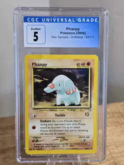 Pokemon VTG Phanpy 43/11 Neo Genesis Unlimited Card CGC Graded 5 Slab TCG CCG - Image 1