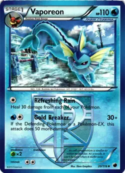 Pokemon TCG Vaporeon (Team Plasma) 20/116 Plasma Freeze Regular LP - Image 1