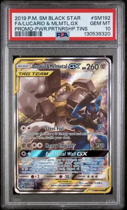 Lucario & Melmetal Gx SM192 PSA 10 | 2019 Pokemon Sun & Moon Black Star Promo - Image 1