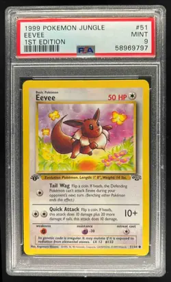 1999 Pokemon Jungle 1st Edition Eevee #51/64 PSA 9 - Image 1