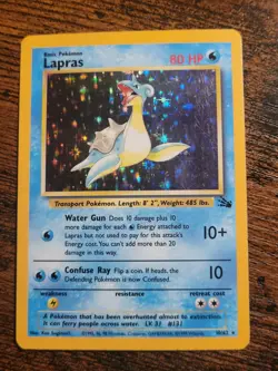 Lapras 10/62 Holo Rare Fossil Pokemon TCG Lightly Played LP - Image 1