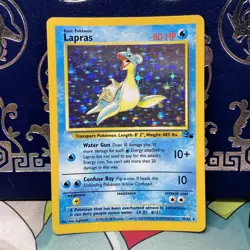 Lapras 10/62 Holo Rare Fossil Pokemon TCG Lightly Played LP + - Image 1