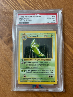 PSA 10 Pokemon METAPOD 54/102 - 1ST EDITION SHADOWLESS BASE SET - Image 1