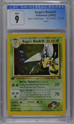 Koga's Beedrill Pokemon 2000 Gym Challenge 1st Edition 9/132 Holo CGC 9 Mint - Image 1