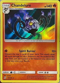 Chandelure Holo Rare - 30/236 - Unified Minds Pokemon 2019 - Image 1