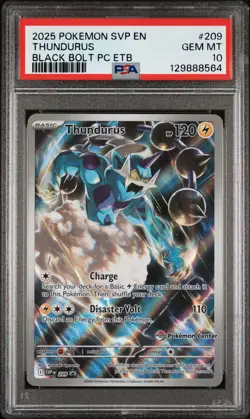2025 POKEMON BLACK BOLT POKEMON CENTER ETB PROMO SVP #209 THUNDURUS PSA 10 - Image 1