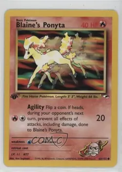 Blaine's Ponyta 1st Ed. Pokemon Gym Heroes #63 2000 - Image 1