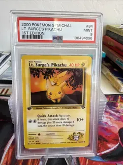 Pokemon Gym Challenge Lt. Surge's Pikachu 84/132 1st Edition PSA 9 2000 - Image 1