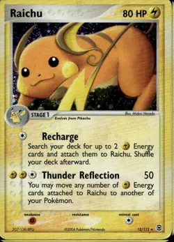 Raichu 12/112 Holo Rare EX Fire Red Leaf Green Pokemon - Image 1