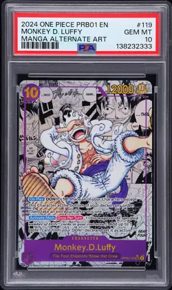 2024 ONE PIECE PRB01-PREMIUM BOOSTER MANGA ALT ART #119 MONKEY D. LUFFY PSA 10 - Image 1