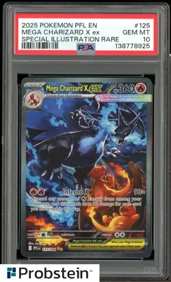 2025 POKEMON PFL SPECIAL ILLUSTRATION RARE #125 MEGA CHARIZARD X EX PSA 10 - Image 1