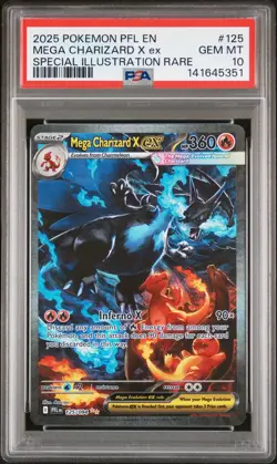 2025 POKEMON PFL SPECIAL ILLUSTRATION RARE #125 MEGA CHARIZARD X EX PSA 10 - Image 1